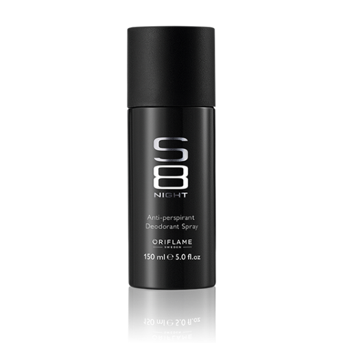 Спрей дезодорант-антиперспирант S8 Night Experience the modern sensuality of S8 Night with its mesmerising notes of suede, cedar wood and praline. Anti-perspirant deodorant spray with a high scent concentration for an unforgettable fragrance experience.