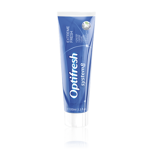 Зубная паста «Оптифреш – Экстремальная свежесть» Мультикомпонентная формула и стойкий освежающий вкус обеспечивают длительную свежесть дыхания.   